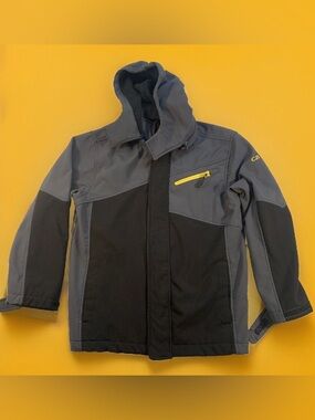 CB Casual Boys Full Zip Hooded Jacket Gray Black Size 10/12